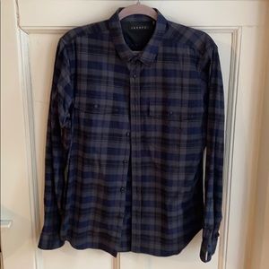 Men theory button down shirt Large